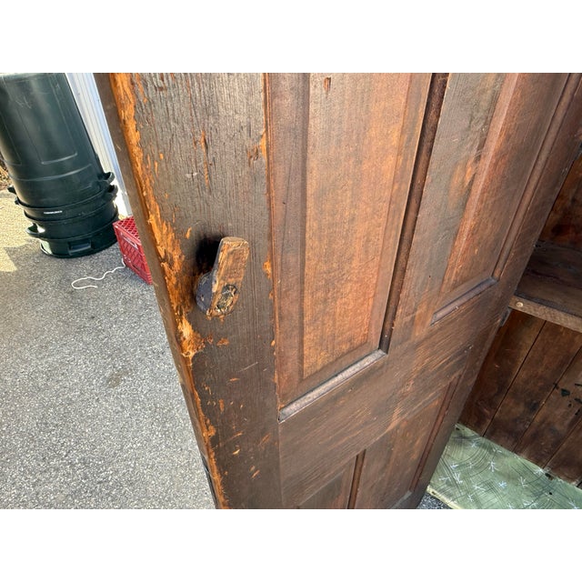 Wood Antique Knotty Pine Country Farm Rustic Cupboard For Sale - Image 7 of 12