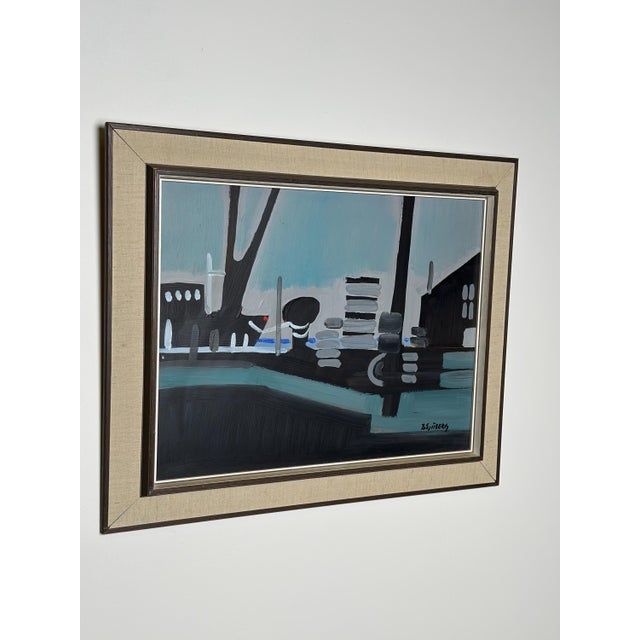 Bertil Sjöberg, Midnight Harbour, Oil on Panel, Framed For Sale - Image 17 of 18