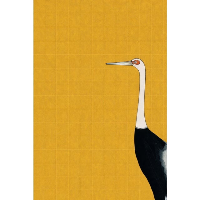 Gold Japanese Crane Wall Art, Antique Asian Art Print Reproduction, 24″ × 36″ For Sale - Image 8 of 9