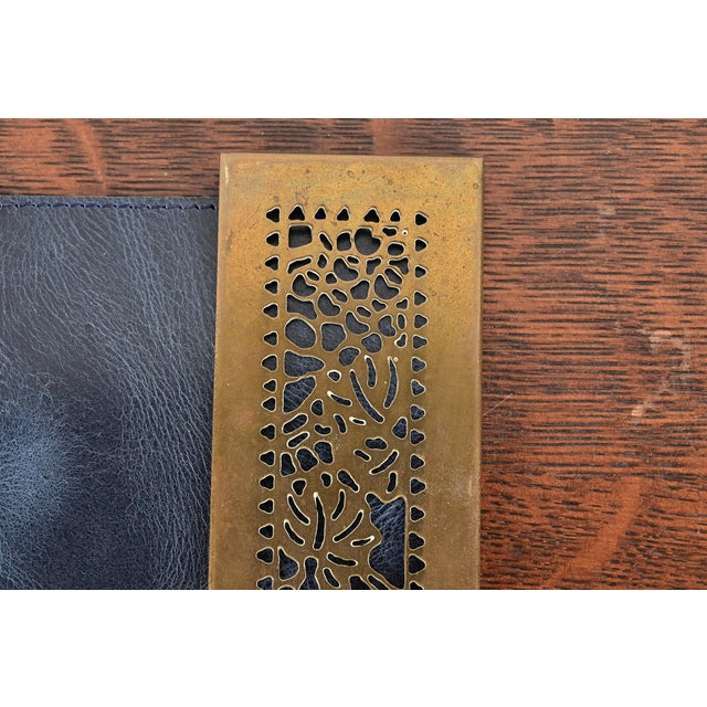 Metal Tiffany Studios New York Grapevine Bronze Doré Blotter Ends With Leather Desk Blotter For Sale - Image 7 of 13