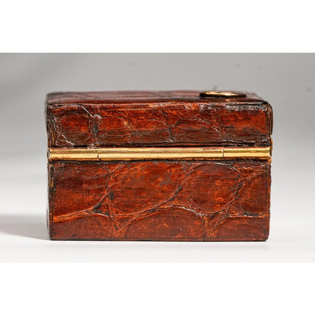 Exceptional Quality Antique Leather Edwardian English Desk Stamp Box For Sale - Image 11 of 13