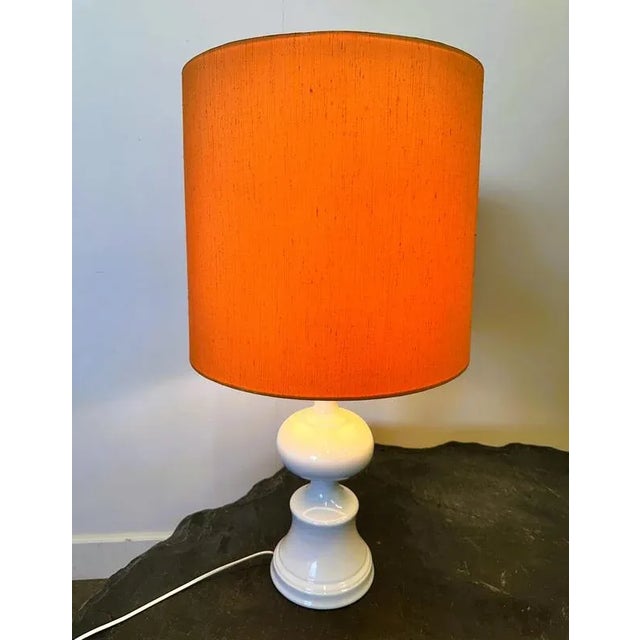 Midcentury Modern Danish Ceramic Table Lamp with Orange Shade, 1970s For Sale - Image 10 of 12