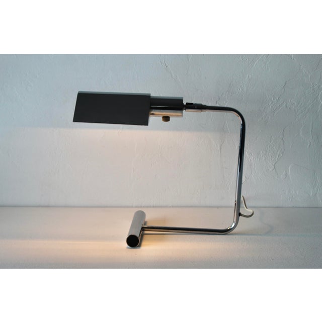 Classic Koch & Lowy OMI chrome executive desk lamp. The tent shade diffuser will pivot, has a dimmer switch, requires a...