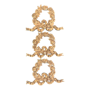 French Brass Furniture Pediments- Set of 3, 1920's