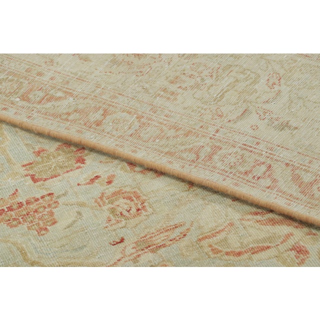 Textile Antique Persian Tabriz Rug in Green and Terracotta Floral Design - Rug & Kilim For Sale - Image 7 of 7