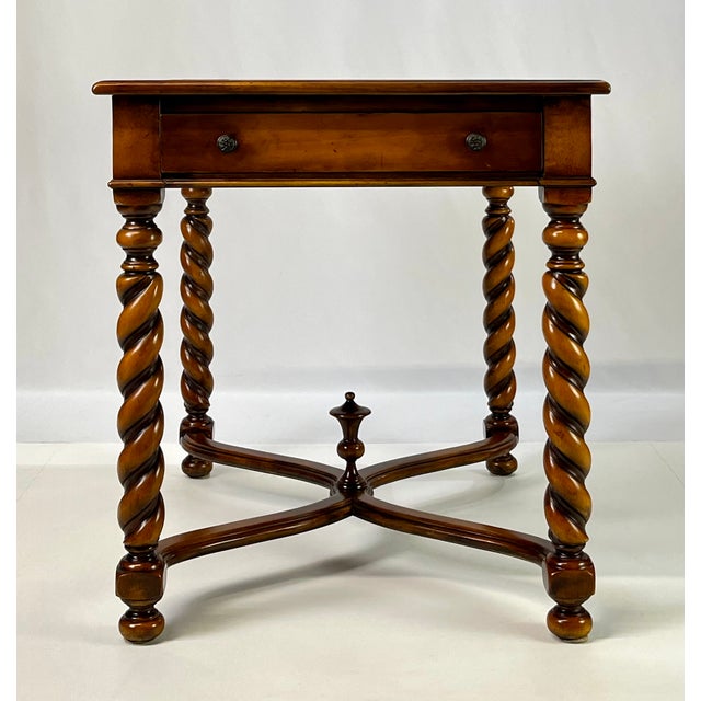 Gothic Theodore Alexander Attributed Barley Twist Game Table With Reversible Tooled Leather Top For Sale - Image 3 of 18