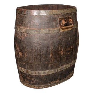 Large Antique Coopered Barrel Stick Stand, Early Victorian, Oak, Umbrella, 1850 For Sale
