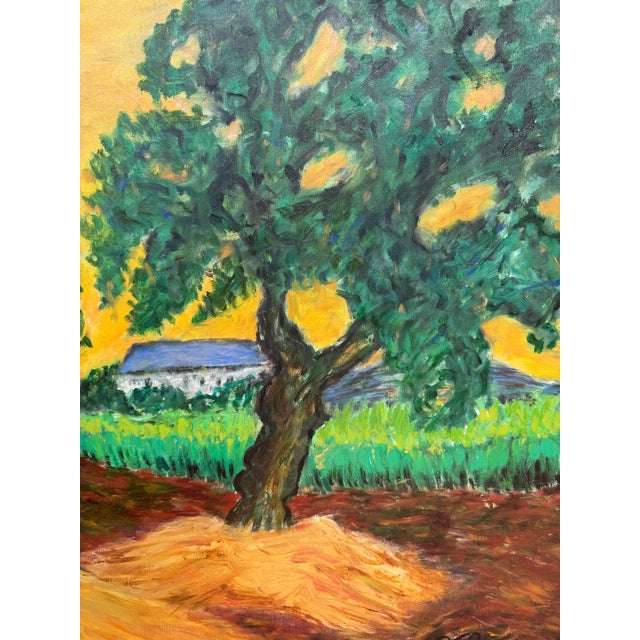 Vintage Van Gogh-Style Impressionist Landscape Oil on Canvas Painting For Sale - Image 4 of 17