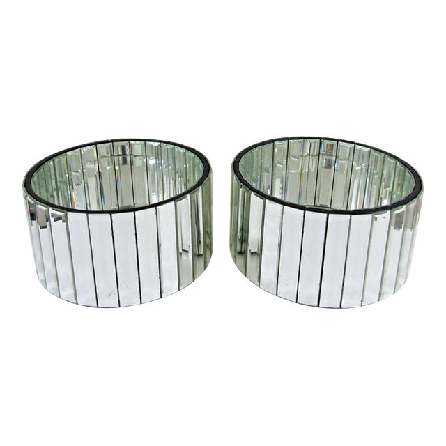 Matching Pair of Howard Elliott 99176 Prism Mirror Round Wall Decor Planter For Sale