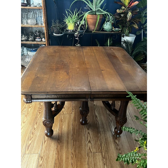 American Antique Quartersawn Oak Dining Table For Sale - Image 3 of 9