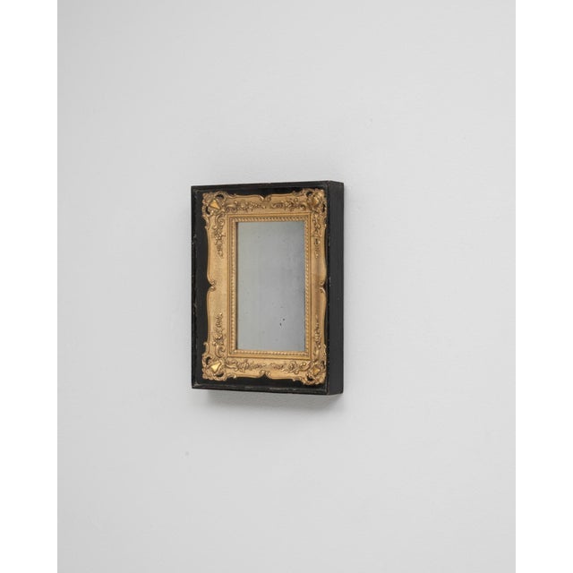 1980s French Brown Gilded Wall Mirror in Black Wooden Display Case For Sale - Image 18 of 18