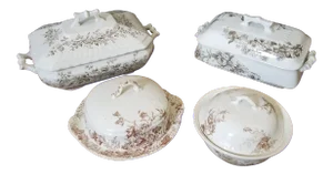 Collection of Antique Brown and White