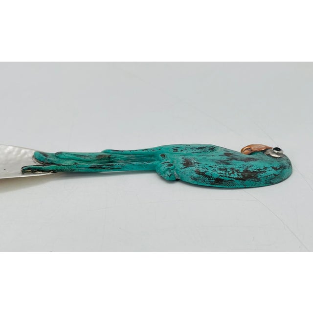 1980s Rare Emilia Castillo Taxco Parrot Silverplate & Verdigris Serving Utensils For Sale - Image 13 of 18