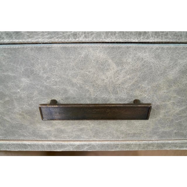 Made Goods Leather Nightstand on Brass Casters For Sale - Image 11 of 12