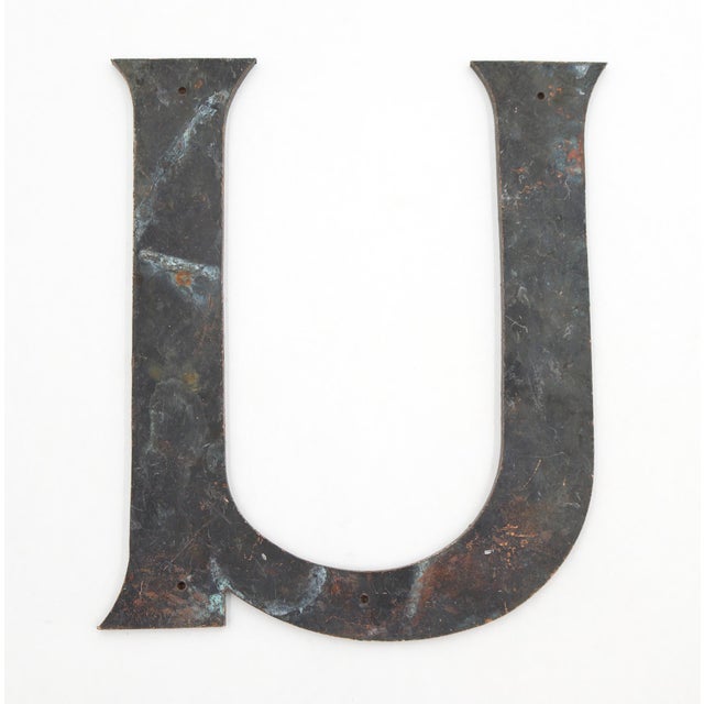 Traditional Vintage 8.812 In. Cast Brass Sign Letter U For Sale - Image 3 of 3