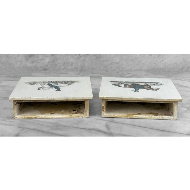 Ceramic Vintage English Fox Hunt Equestrian Porcelain Wall Pocket Planters - A Pair For Sale - Image 7 of 13