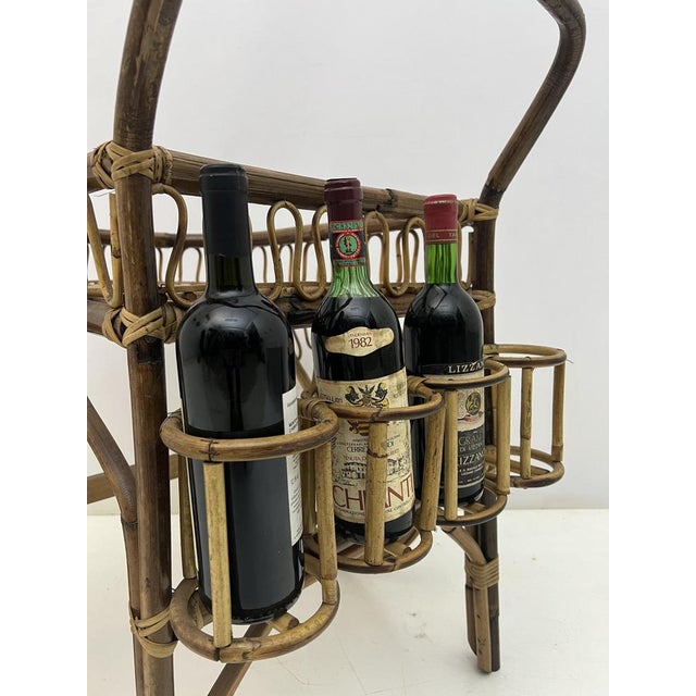 Wood Mid-Century Riviera Bamboo and Wicker Bar Cart, 1950s For Sale - Image 7 of 17
