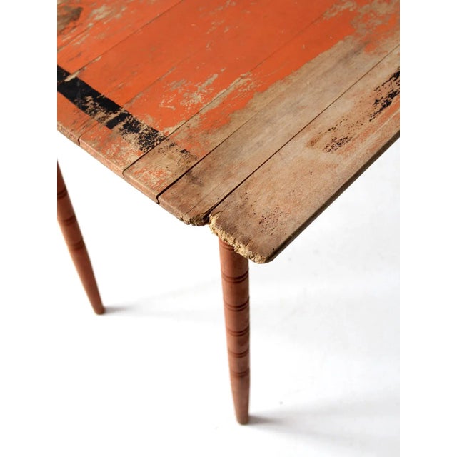 Orange Antique Painted Wood Folding Table For Sale - Image 8 of 13
