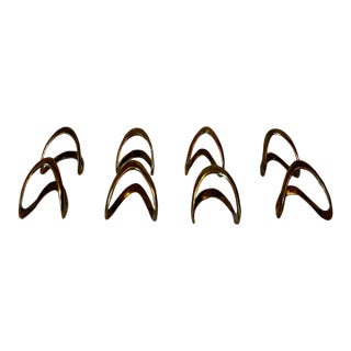 Vintage Sculptural Brass Napkin Rings, Set of 8 For Sale