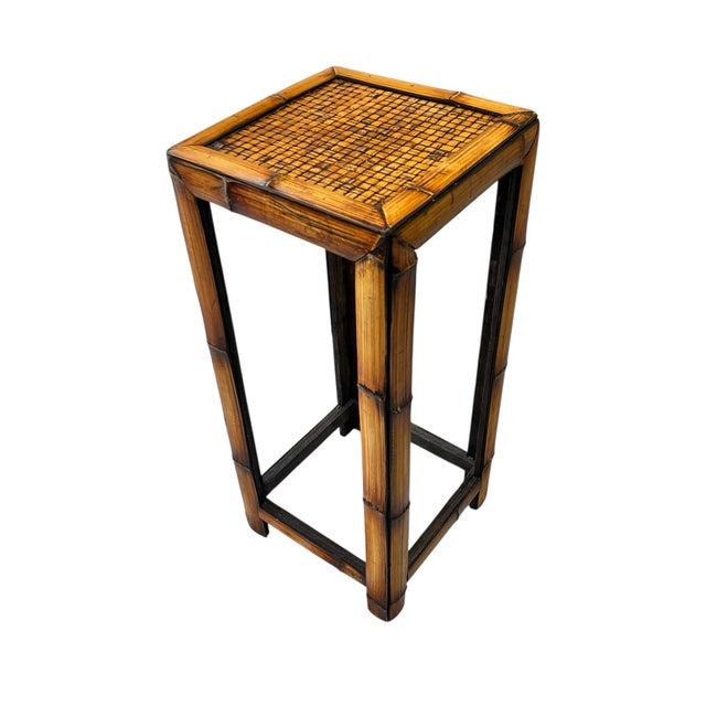 Vintage Coastal Bamboo Plant Stand Pedestal For Sale - Image 4 of 5