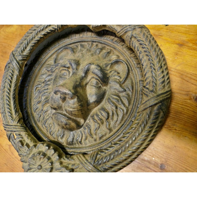 Large Gothic Lions Mask Iron Door Knocker, 1960 For Sale - Image 3 of 8