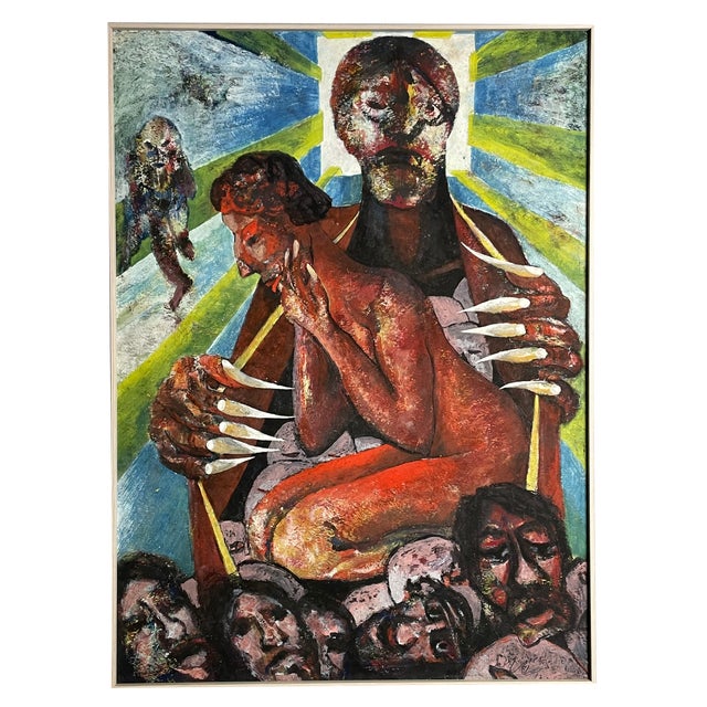 Milan Klimes, 1970s, Oil, Mixed Technique on Cardboard For Sale