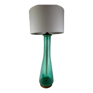 Midcentury Modern Turquoise Glass Lamp For Sale