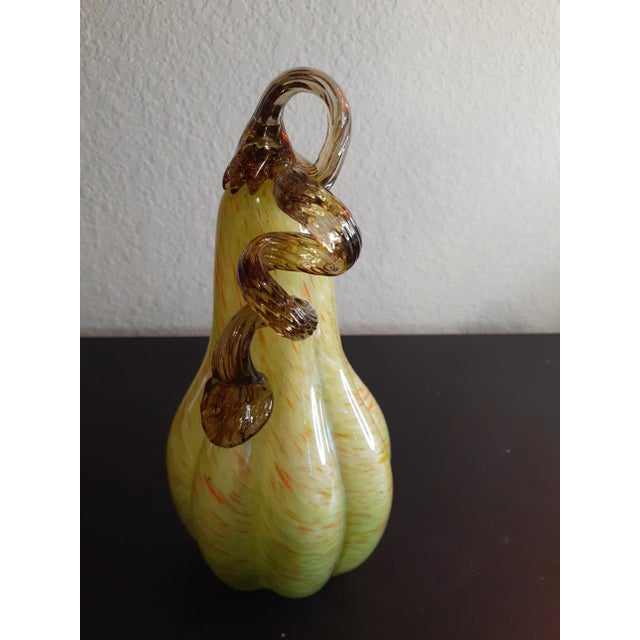 Contemporary 1980s Green Blown Art Glass Pumpkin Blown Art Glass Figurine For Sale - Image 3 of 7