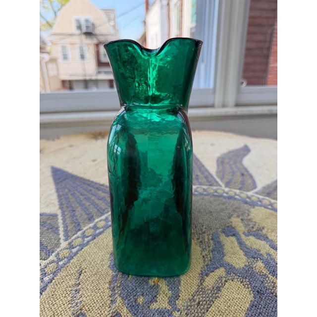 Blenko Emerald Green Blenko Glass Bottle For Sale - Image 4 of 5