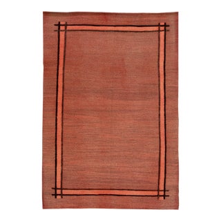 Vintage Turkish Kilim Brown Handmade All-Over Wool Rug For Sale