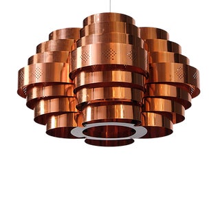 Copper Pendant Lamp, 1970s For Sale