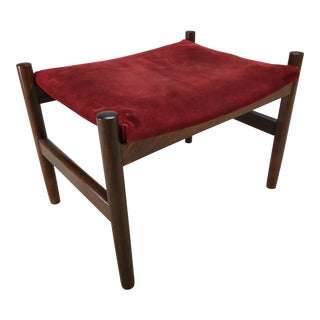 Spottrup, Denmark Danish Modern Rosewood and Suede Ottoman For Sale