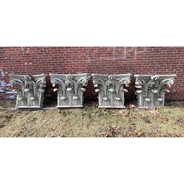 Classical Roman Corinthian Column Capitals Antique Terracotta - A Pair For Sale - Image 3 of 6