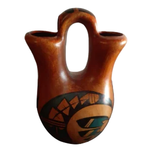 1970s Pueblo Ceramic Wedding Vase Made in Mexico