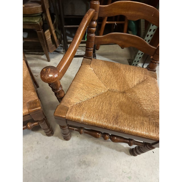 1970s 1970s Pair of Large Sturdy Ladder Back Chairs, One Captains Chair For Sale - Image 5 of 7