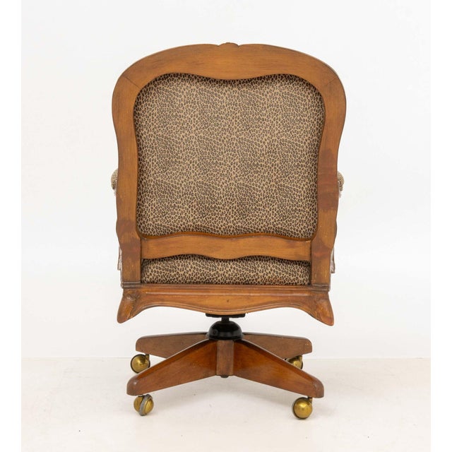 Louis XV Style Leopard Print Walnut Swivel Chair For Sale - Image 9 of 9