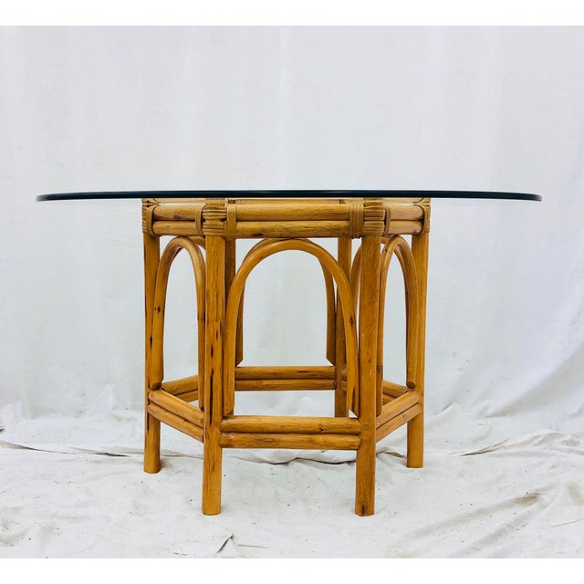 Vintage Bent Rattan & Glass Table Chairish