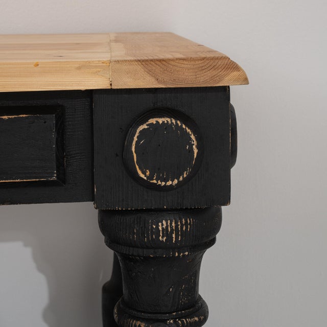 Mid 20th Century France Black Wood Console Table For Sale - Image 10 of 11