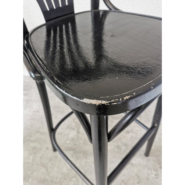 Mid-Century Black Bentwood Bar Chair in the style of Thonet, 1970s For Sale - Image 11 of 18