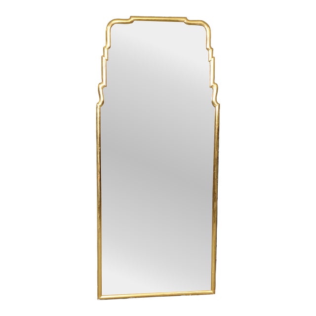 Hollywood Regency Style Carved Gilt Beveled Glass Mirror Attr. Friedman Brothers For Sale