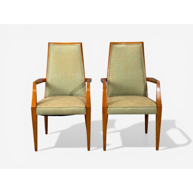 Wood Grosfeld House, Six Dining Chairs, Walnut, Fabric, Usa, 1970s For Sale - Image 7 of 15