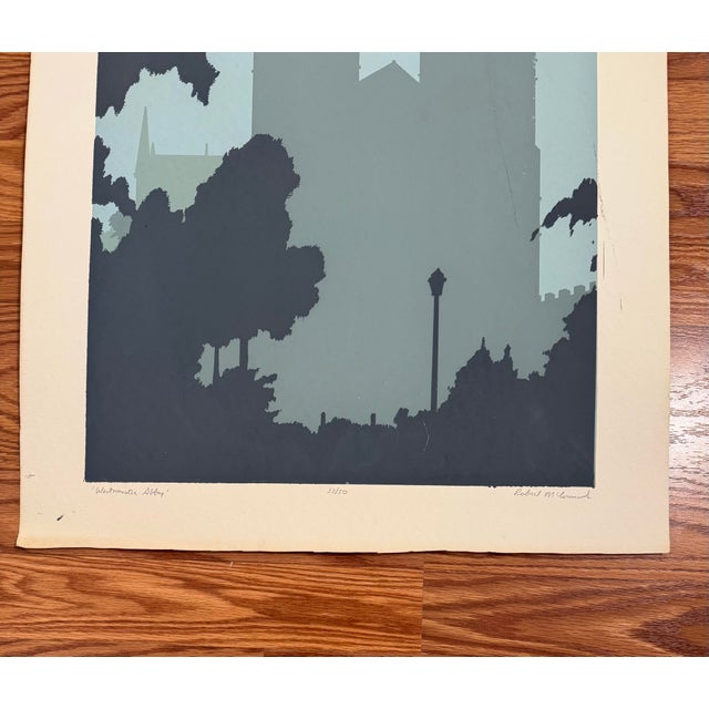 Vintage Minimalist British Architecture Fine Art Print Serigraph "Westminster Abbey" on Paper For Sale - Image 11 of 12