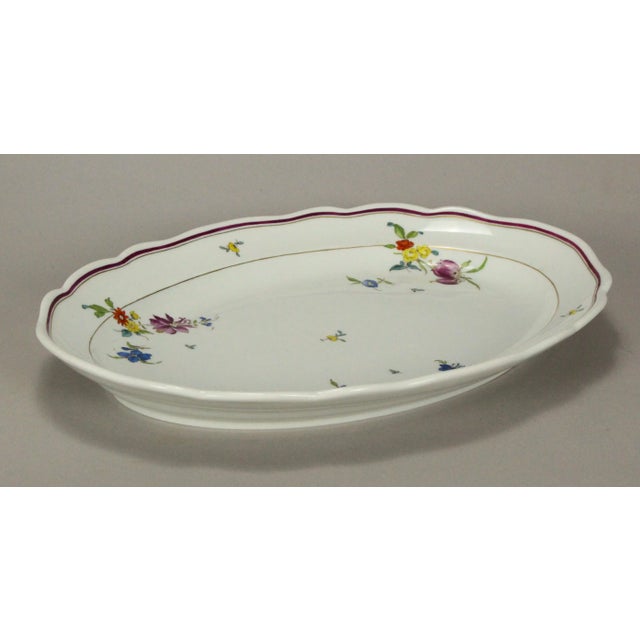 An outstanding large oval serving platter Fine Meissen porcelain, with hand painted flower sprays from the "Deutches...