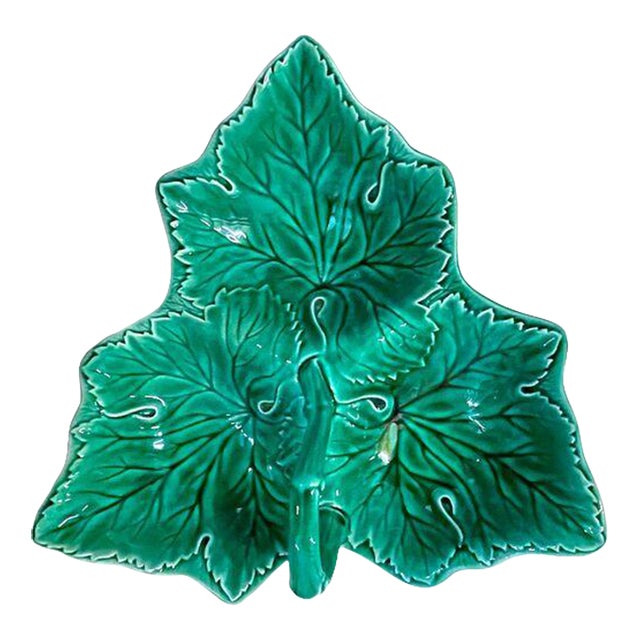 Antique Wedgwood Majolica Grape Leaf Dish For Sale