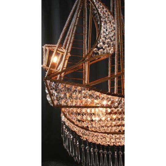Reselling Large Early 21st Century Sailing Ship Crystal Chandelier 4 Lights For Sale In New York - Image 6 of 9