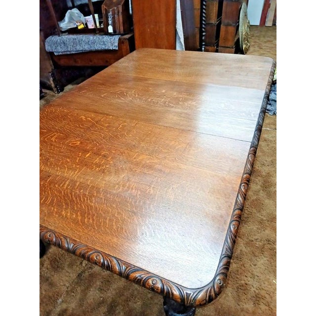 Brown Antique 19th Century Two-Leaf Carved Oak Extending Dining Table, 1850 For Sale - Image 8 of 14