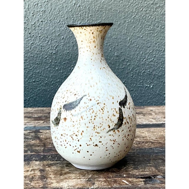 Ceramic Vintage Studio Pottery Speckled Vase For Sale - Image 7 of 12