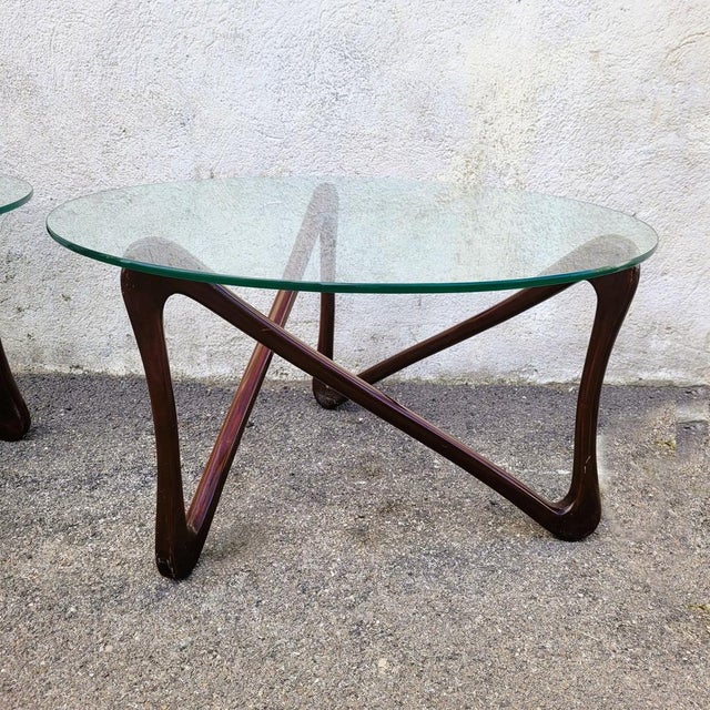 20th Century Coffee Tables in Wood and Glass, Set of 2 For Sale - Image 5 of 13
