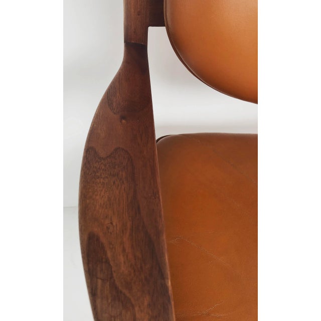 Jens Risom Design Oiled Walnut & Leather Upholstered Armchairs C.1965 - a Pair For Sale - Image 9 of 12