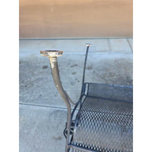 Vintage Russell Woodard Attributed Wrought Iron Briarwood Daisy Bench Settee For Sale - Image 17 of 17